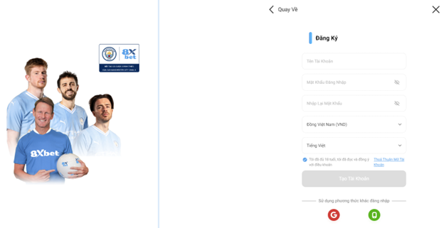 Quy trình đăng ký tại 8xbet